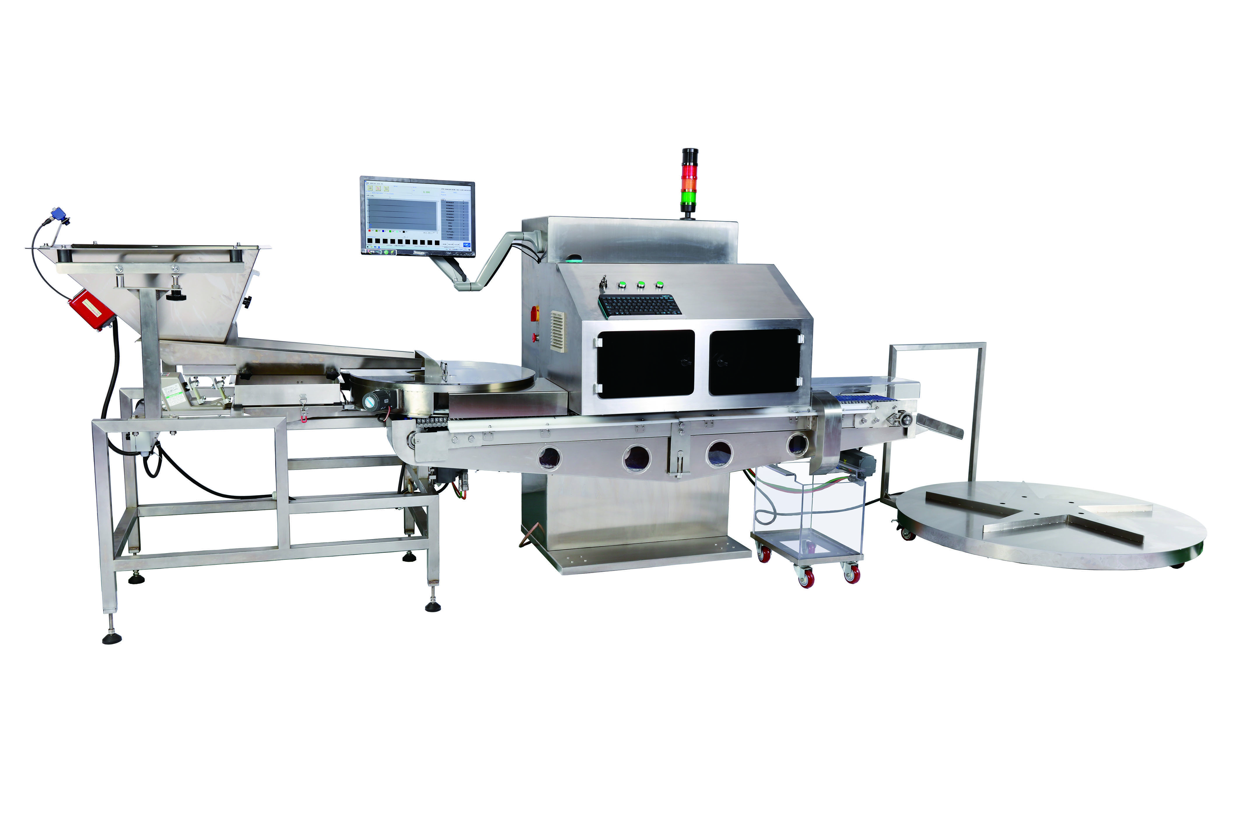 Machine de tri de capsules en configuration salle blanche